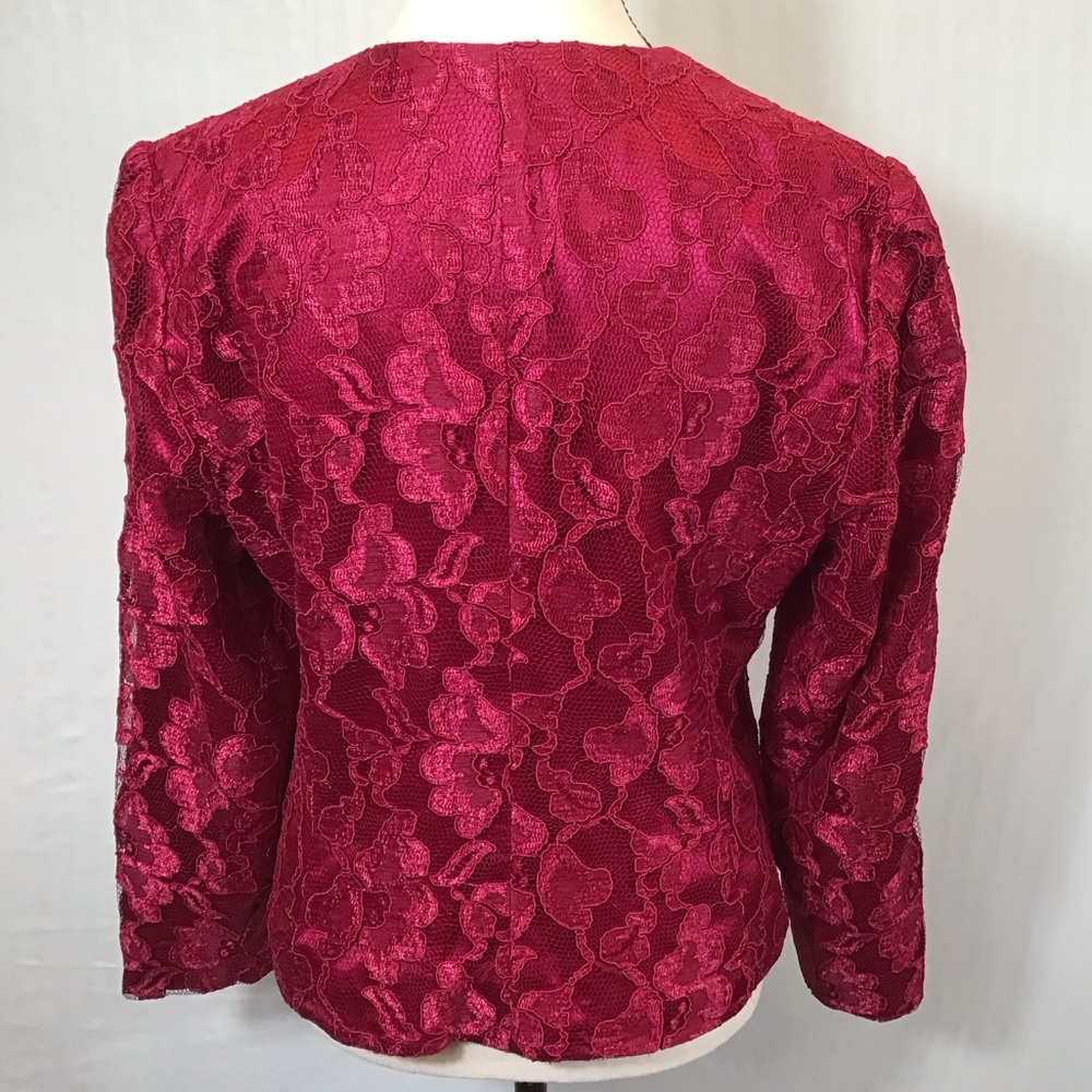 80s Vintage Ursula Womens Lace Blazer Size M/L Rose Floral Jacket Coquette Fairy - Picture 6 of 16